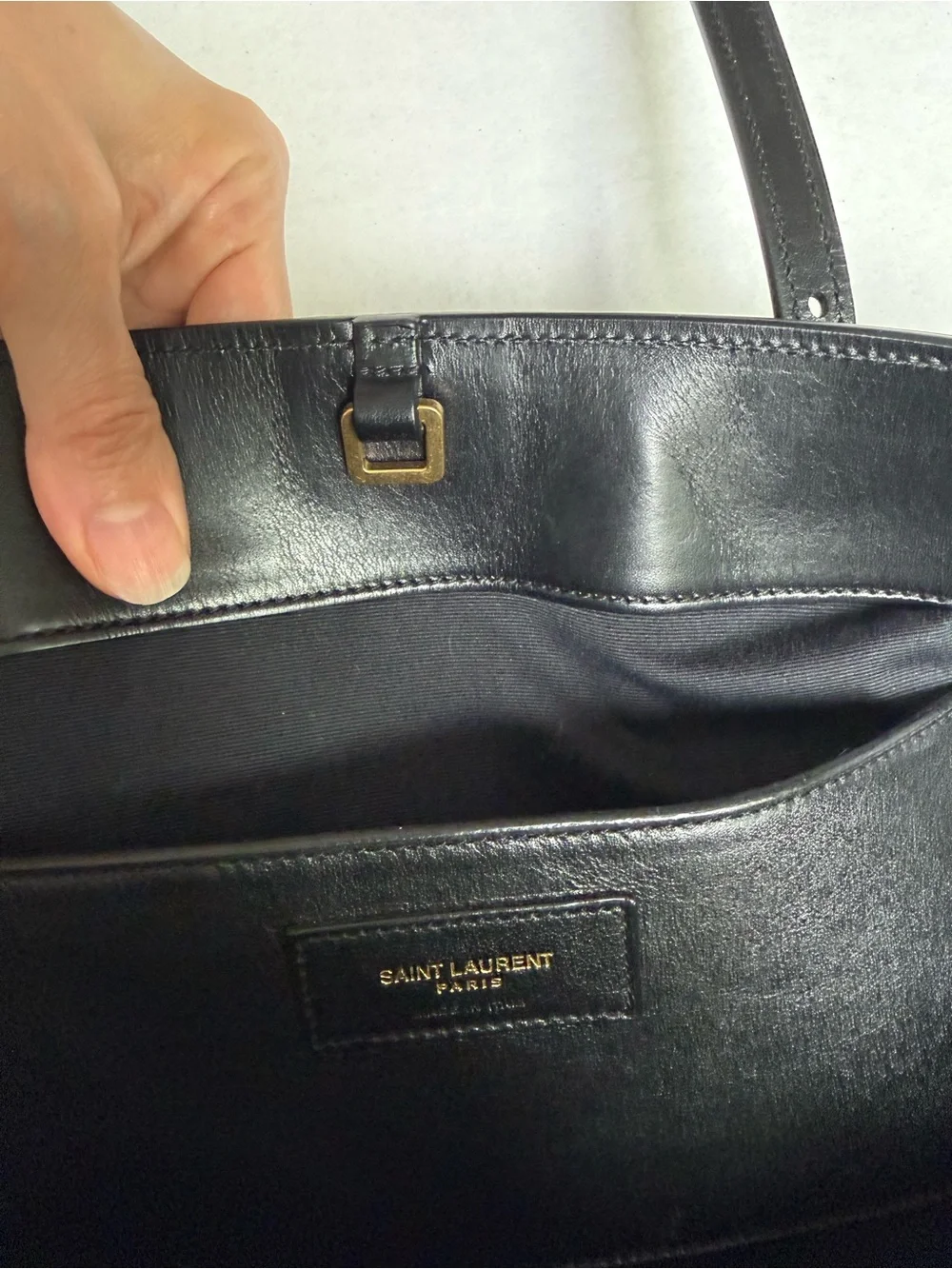 Authentic Saint Laurent Black & Natural Boucle Raffia Tote Bag with Dust Bag